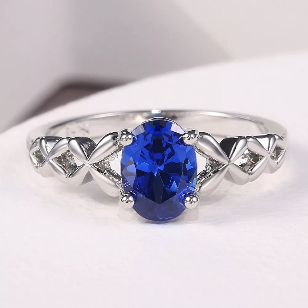 New Women’s 925 Silver Blue Sapphire Ring